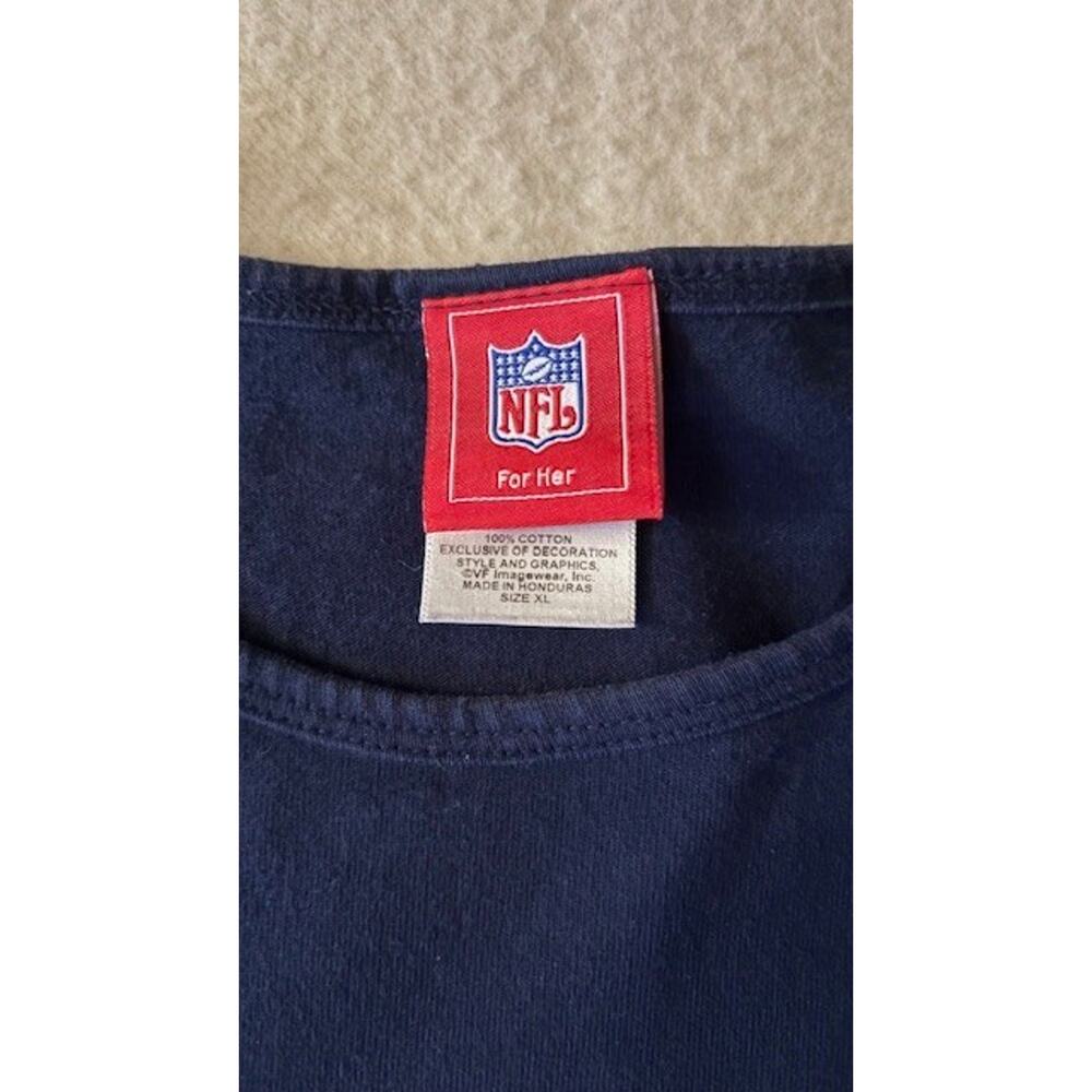 Women's Size XL Denver Broncos Navy Blue Long Sleeve Tee NFL for Her 100% Cotton - Picture 5 of 7